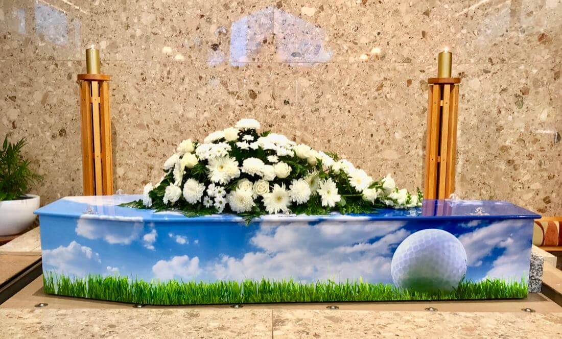 golf theme coffin