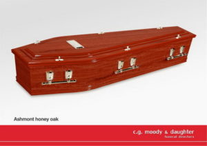laminated coffin Ashmont-honey-oak